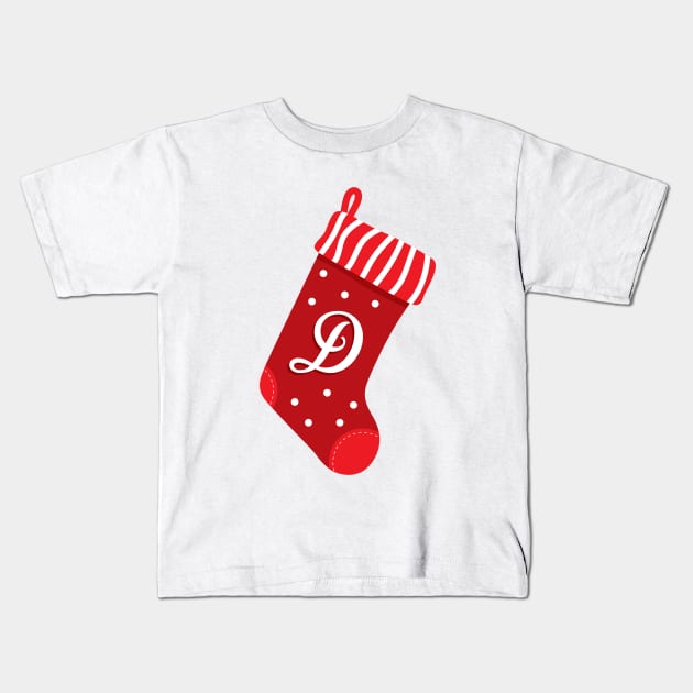 Christmas Stocking with the Letter D Kids T-Shirt by VicEllisArt